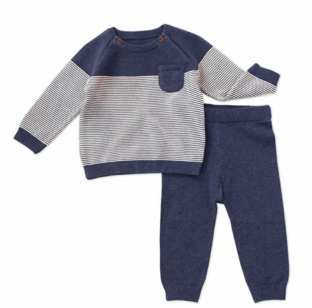 Blue Stripe Raglan Set