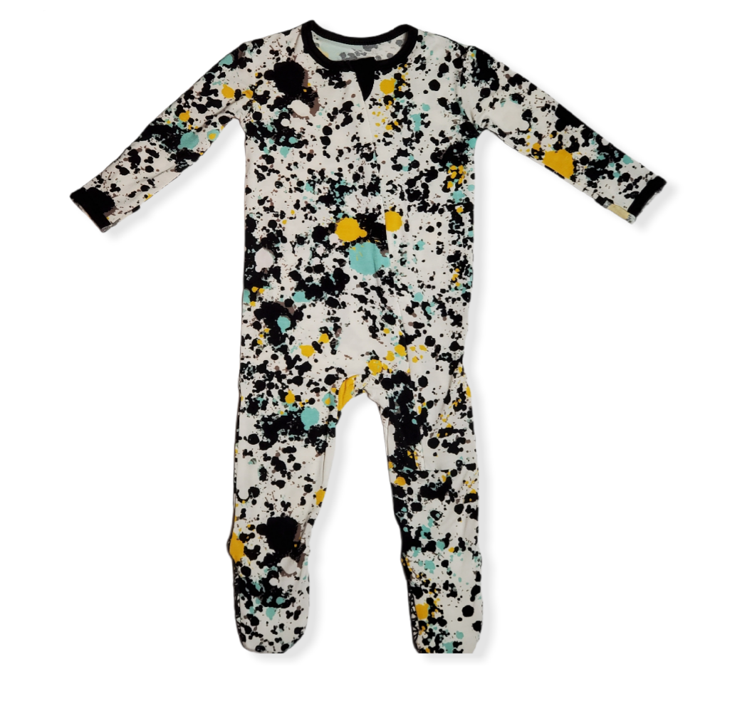 Splatter Paint Bamboo Footed Sleeper