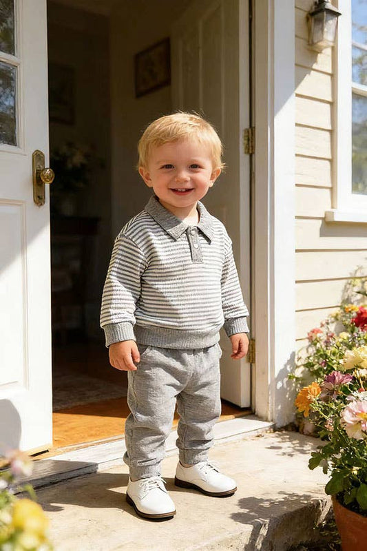 Grey knitted jogger set