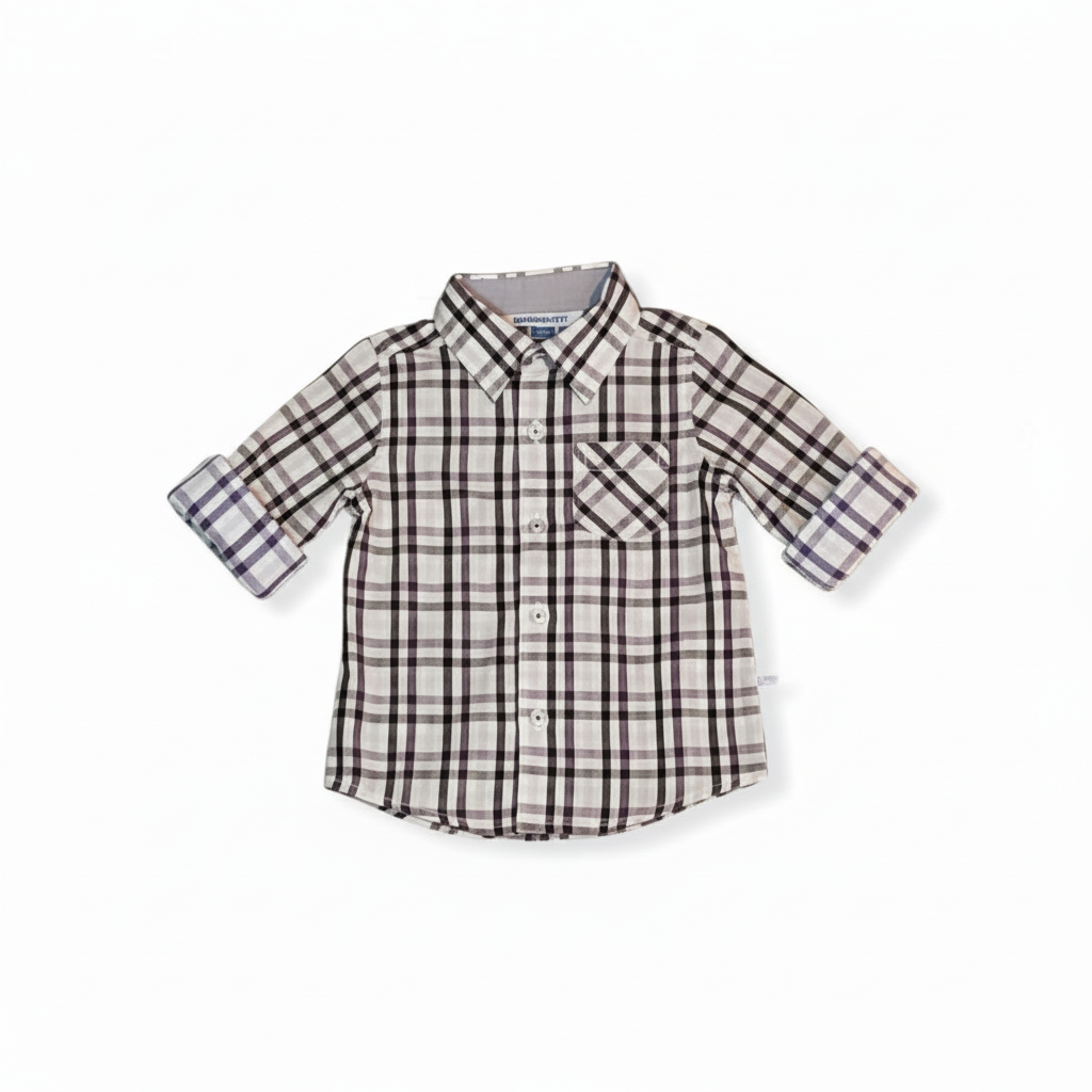 Kingsley Plaid Button-Down Shirt - White/Lavender/Black