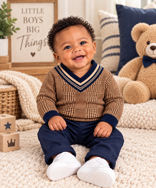 Glen Plaid Knit Outfit Set