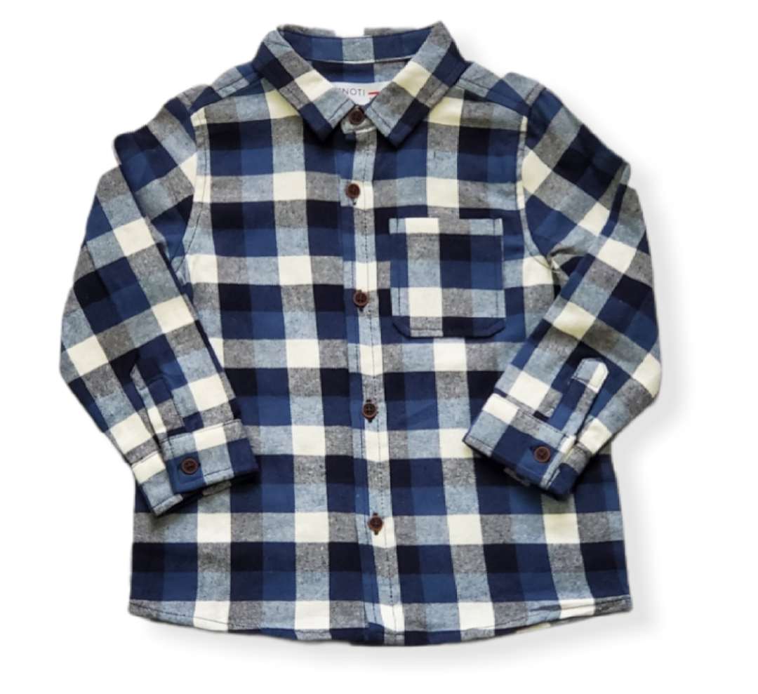 Boys Blue Plaid Shirt & Pant Set
